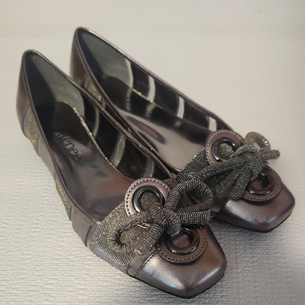 J.Renee Metallic Flats with Bow Detail